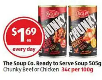 ALDI The Soup Co. Ready To Serve Soup Chunky Beef Or Chicken offer