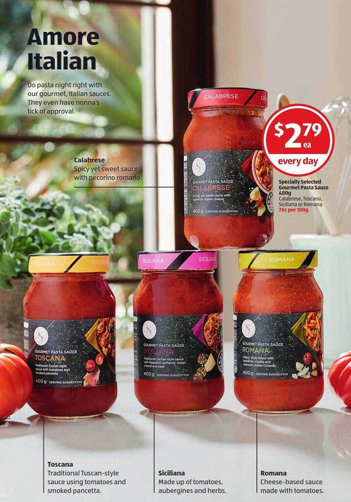 Specially Selected Gourmet Pasta Sauce Tosana Siciliana Romana offer at
