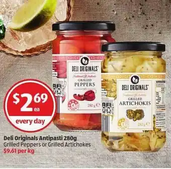 ALDI Deli Originals Antipasti Grilled Peppers Or Grilled Artichokes offer