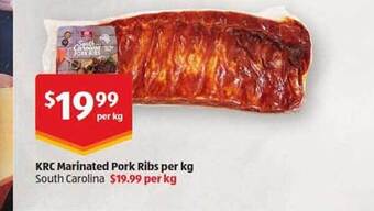 ALDI Krc Marinated Pork Ribs Per Kg offer