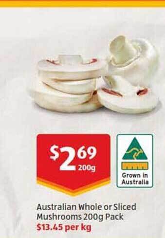 ALDI Australian Whole Or Sliced Mushrooms offer