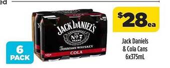 Liquorland Jack Daniels & Cola Cans offer