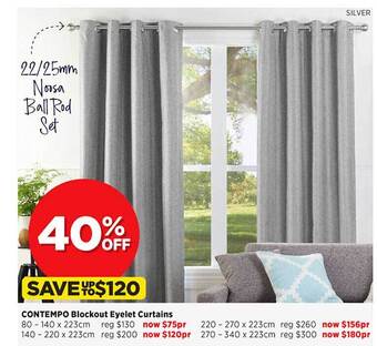 Spotlight Contempo Blockout Eyelet Curtains offer