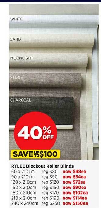 Spotlight Rylee Blockout Roller Blinds offer