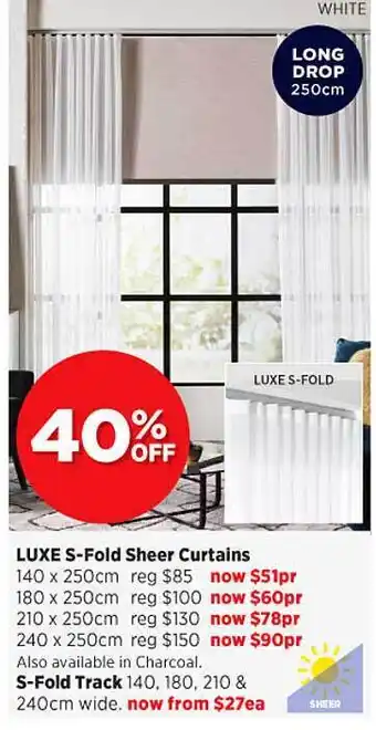 Spotlight Luxe S-fold Sheer Curtains offer
