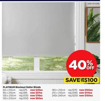 Spotlight Platinum Blockout Roller Blinds offer