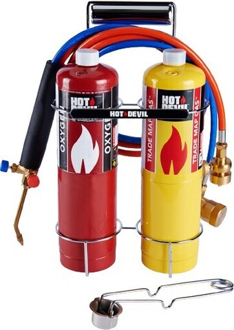 Hot Devil Oxy Force Blow Torch Kit Inc Trade Map & Oxy Cylinders