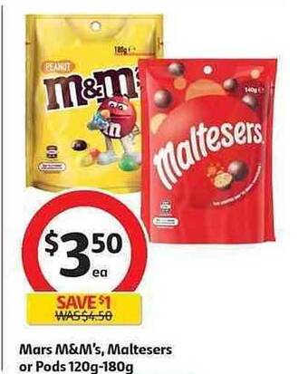 Coles Mars M&m's, Maltesers Or Pods offer