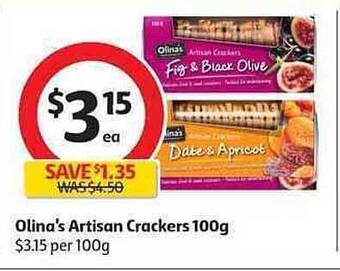 Coles Olina's Artisan Crackers offer