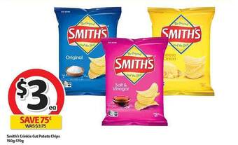 Coles Smith's Crinkle Cut Potato Chips offer