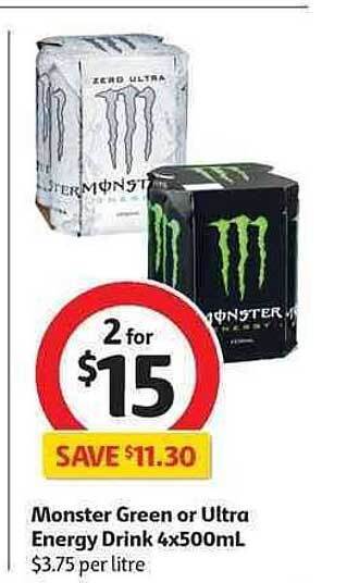 Coles Monster Green Or Ultra Energy Drink offer