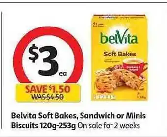 Coles Belvita Soft Bakes, Sandwich Or Minis Biscuits offer