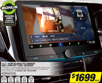 Autobarn 10.1" 200W HD Wireless Android Auto Carplay Dab+ Receiver offer