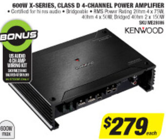 Autobarn 600W X-Series, Class D 4-Channel Power Amplifier offer