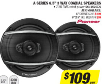 Autobarn A Series 6.5" 3 Way Coaxial Speakers offer