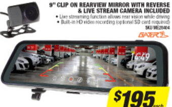 Autobarn 9" Clip On Rearview Mirror With Reverse & Live Stream Camera Included offer