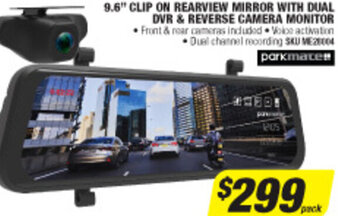 Autobarn 9.6" Clip On Rearview Mirror With Dual DVR & Reverse Camera Monitor offer