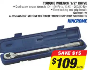 Autobarn Torque Wrench 1/2" Drive offer