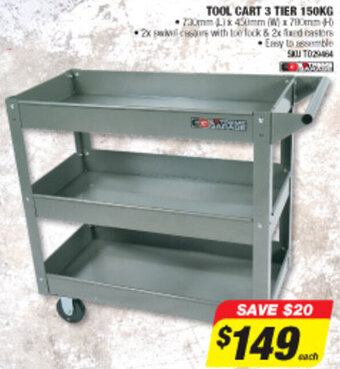 Autobarn Tool Cart 3 Tier 150kg offer