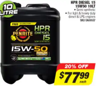 Autobarn HPR Diesel 15 15W50 10LT offer