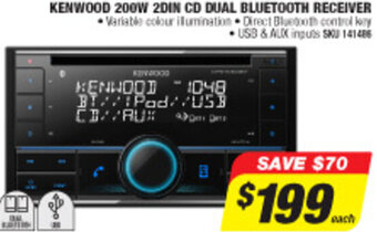 Autobarn Kenwood 200W 2Din CD Dual Bluetooth Receiver offer
