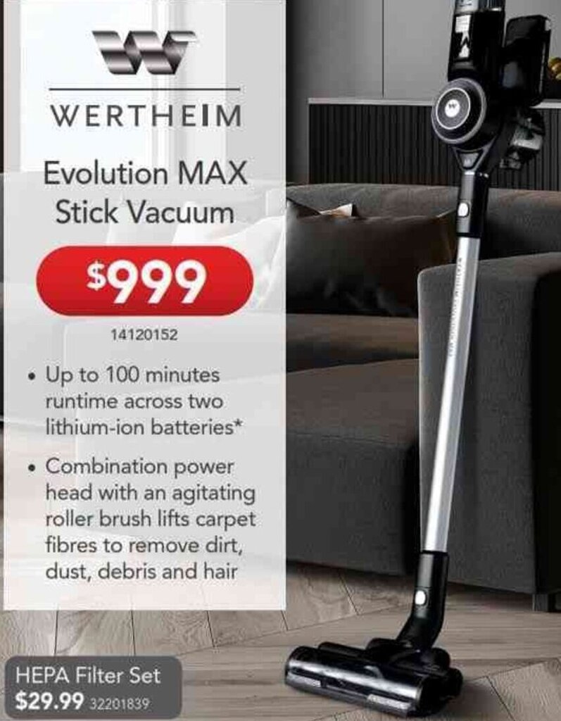 Wertheim Evolution MAX Stick Vacuum offer at Godfreys