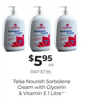 TELSA nourish sorbolene cream with glycerin & vitamin E1 litre