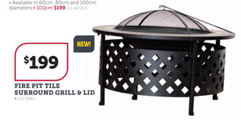 Stratco Fire pit tile surround grill & lid offer