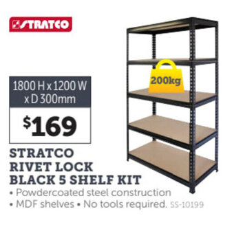 Stratco STRATCO rivet lock black 5 shelf kit offer