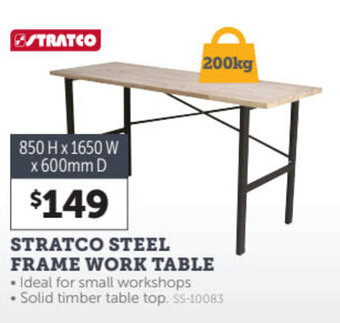Stratco STRATCO steel frame work table offer
