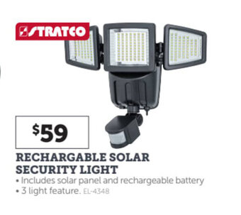 Stratco Rechargable solar security light offer