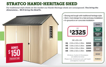 Stratco STRATCO handi-heritage shed offer