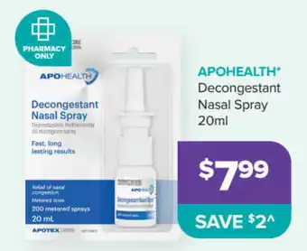 Ramsay Pharmacy APOHEALTH decongestant nasal spray 20ml offer
