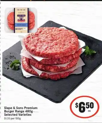 IGA Slape & Sons Premium Burger Range 480 G offer