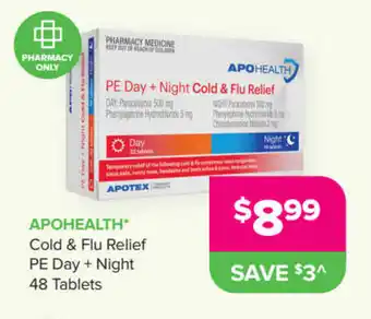APOHEALTH cold & flu relief PE day + night 48 tablets