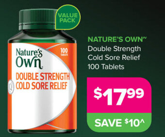 Malouf Pharmacies NATURE'S OWN double strength cold sore relief 100 tablets offer