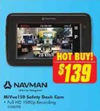 The Good Guys NAVMAN mivue150 sufety dash cam offer