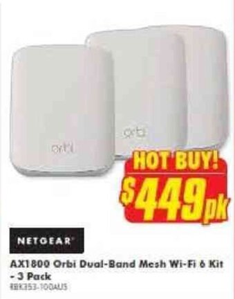 The Good Guys NETGEAR AX1800 orbi dual-band mesh wi-fi 6 kit - 3 pack offer