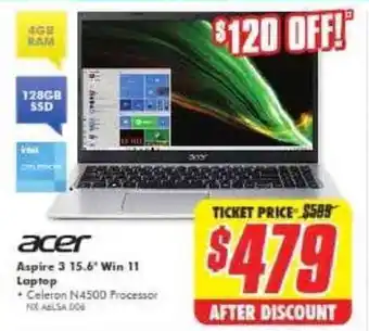 The Good Guys ACER aspire 3 15.6 win 11 loptop offer