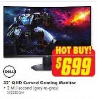 The Good Guys DELL 32 QHD curved gaming monitor offer