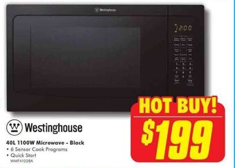 The Good Guys WESTINGHOUSE 40L 1100W microwave - black offer