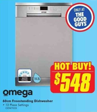 The Good Guys OMEGA 60cm freestanding dishwasher offer