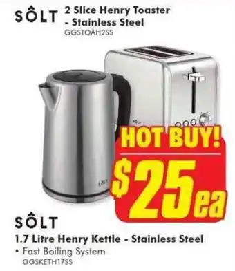 SOLT 2 slice henry toaster - stainless steel