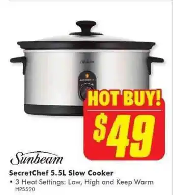 The Good Guys SUNBEAM secretchef 5.5L slow cooker offer