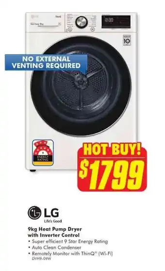 The Good Guys OLG 9kg meat pump dryer with inverter control offer