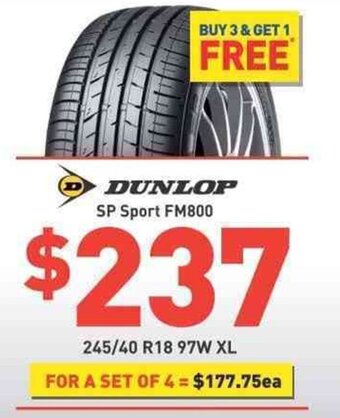 Bob Jane T-Marts DUNLOP SP sport FM800 offer