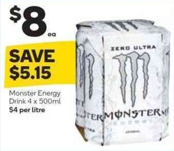 Woolworths MONSTER energy drink 4 x 500ml offer