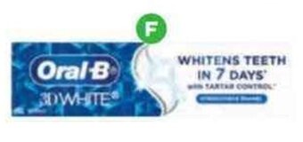 Woolworths ORAL B 3D white toothpaste 110g offer