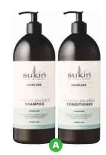 Woolworths SUKIN shampoo or conditioner 1 litre offer
