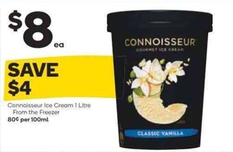 Woolworths CONNOISSEUR ice cream 1 litre from the freezer offer